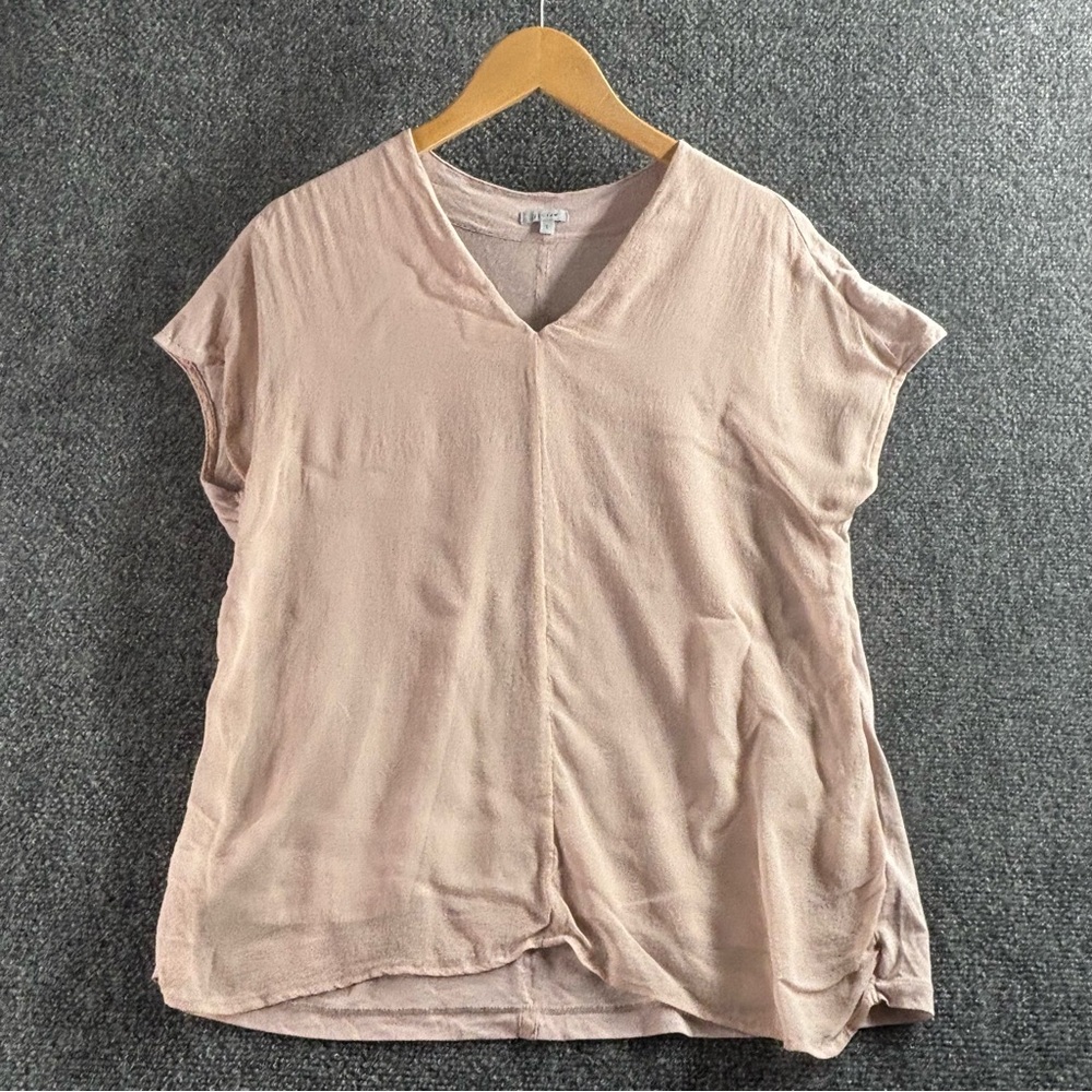 Jigsaw Light Pink silk V-Neck Short Sleeve Top